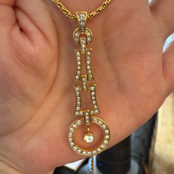 Camrose & Kross JBK Gold-Tone Vintage Crystal Pendant Necklace - Picture 5 of 5